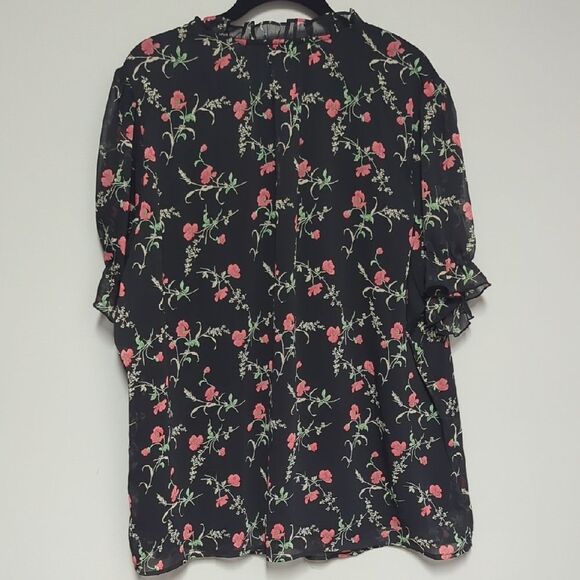 Haver Black and Pink Relaxed Ruffled Blouse - Picture 5 of 6